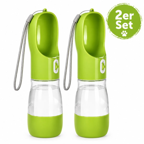 WuffBottle 3-in-1 – Dog Water Bottle with Snack Compartment – 2er Set
